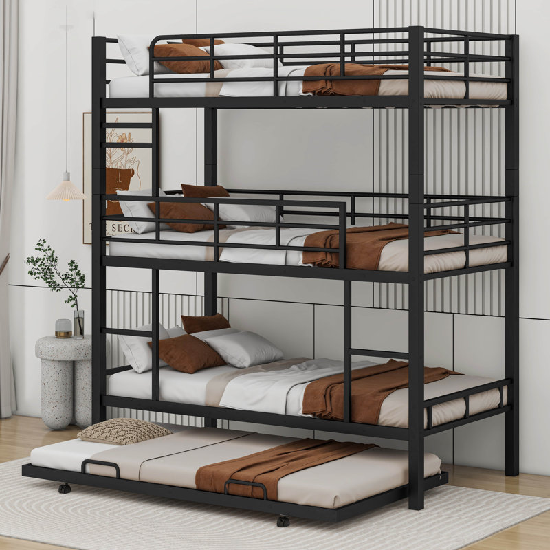 Black bunk bed with fashion trundle